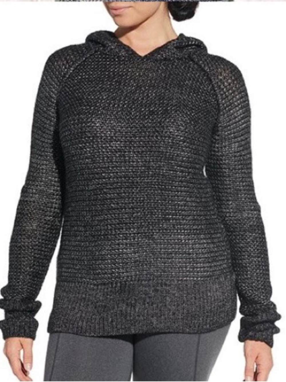 CALIA Effortless Metallic Hooded Sweater - Caviar - Women’s Medium - NWT‎